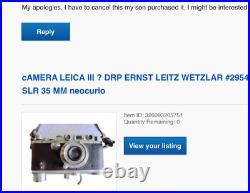 CAMERA LEICA III DRP ERNST LEITZ WETZLAR #295481 VINTAGE SLR 35 MM neocurio