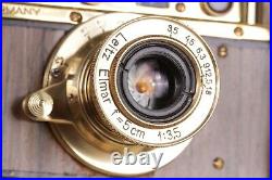 LEICA D. R. P. Art Camera with Leitz Elmar Lens Vintage 35mm Golden color /FED Based
