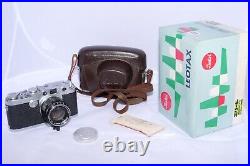 LEOTAX T 2L Elite vintage Leica Copy camera. Leonon 5cm/2 lens. Box. Case. Cap