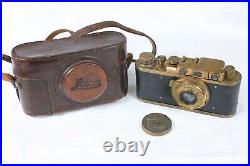 Leica D. R. P Ernst Leitz Wetzlar Film Camera Leitz Elmar 50mm f/3.5 GOLD Replica
