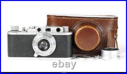 Leica II Chrom Camera withLens Elmar 3.5/5cm Case Cap Shade