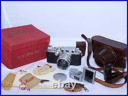 Leica IIIF camera. Leitz Summarit 5cm f1.5 lens. Circa 1952. BOX. Case. Meter