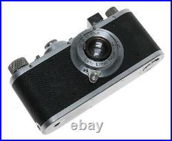 Leica Standard B chrome 5cm Elmar F3.5 case and lens cap