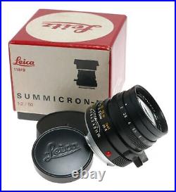 Leica Summicron-M 12/50 black RF camera Leitz lens box caps 11819