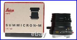 Leica Summicron-M 12/50 black RF camera Leitz lens box caps 11819