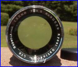 Leica Super Acall 135/3.5 Lens OUTFIT MINTISH, cased, viewer, shade m39 L39 9++