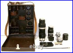 Lot of 3 WW2 era 1945/1946 Leitz Leica Lenses with Leather Case and Accessories