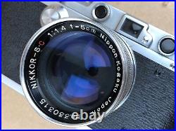 Nicca IIIA Vintage Rangefinder Leica Camera with 5cm f/1.4 Nikkor S. C. Very Clean