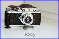 Rare Zorki-1 Vintage EXPORT USSR Copy Leica Film Camera withs lens industar-22 EXC