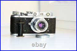 Rare Zorki-1 Vintage EXPORT USSR Copy Leica Film Camera withs lens industar-22 EXC