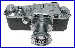 Shark Skin Leica IIIc vintage film camera Elmar 2.8/50mm lens case cap