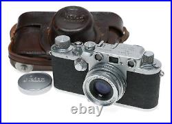 Shark Skin Leica IIIc vintage film camera Elmar 2.8/50mm lens case cap