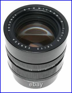 Summicron-R 12/90 Leica SLR vintage camera 2 Cam lens Hood Clean