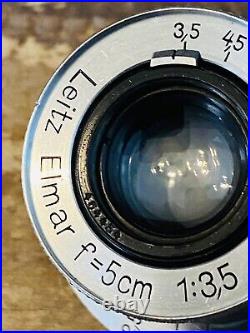 Vintage 1938 Leica Ernst Leitz Wetzlar Elmar f=5cm 13,5 No. 464454