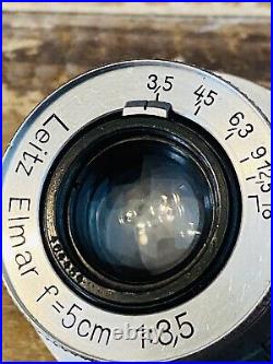 Vintage 1938 Leica Ernst Leitz Wetzlar Elmar f=5cm 13,5 No. 464454