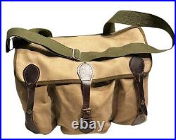 Vintage E Leitz Inc Camera Bag Khaki Canvas Leather Trim Dividers Strap Made USA