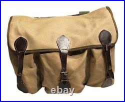 Vintage E Leitz Inc Camera Bag Khaki Canvas Leather Trim Dividers Strap Made USA