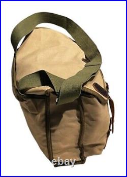 Vintage E Leitz Inc Camera Bag Khaki Canvas Leather Trim Dividers Strap Made USA