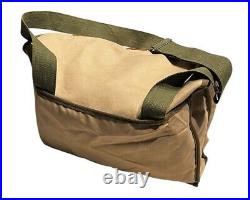 Vintage E Leitz Inc Camera Bag Khaki Canvas Leather Trim Dividers Strap Made USA