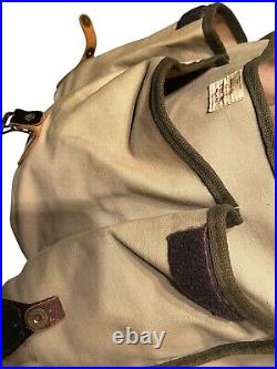 Vintage E Leitz Inc Camera Bag Khaki Canvas Leather Trim Dividers Strap Made USA