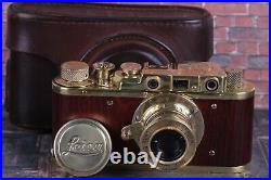 Vintage Film Camera LEICA D. R. P +Lens Elmar f3.5/50mm GOLD FED Zorki Copy