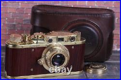 Vintage Film Camera LEICA D. R. P +Lens Elmar f3.5/50mm GOLD FED Zorki Copy