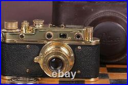 Vintage Film Leica camera Panzerkampf Lens Sonnar f2.8/52mm GOLD FED / Copy