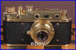 Vintage Film Leica camera Panzerkampf Lens Sonnar f2.8/52mm GOLD FED / Copy