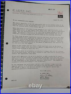 Vintage LEICA Dealer Camera Catalog Manual with Corporate Memos Letters 1971 Rare