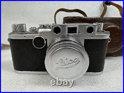 Vintage LEICA IIF 35mm Rangefinder Camera With Leather Case & Import Card