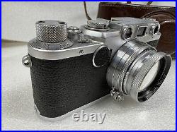 Vintage LEICA IIF 35mm Rangefinder Camera With Leather Case & Import Card