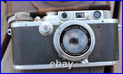 Vintage Leica D. R. P. Ernst Leitz Wetzlar Summar Camera f=5cm 12 Leather Case