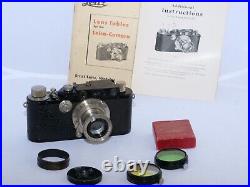 Vintage Leica III black camera, Leitz Hektor 5cm f2.5 lens. CLA'D. Cap, Filters