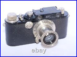 Vintage Leica III black camera, Leitz Hektor 5cm f2.5 lens. CLA'D. Cap, Filters