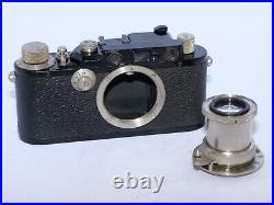 Vintage Leica III black camera, Leitz Hektor 5cm f2.5 lens. CLA'D. Cap, Filters