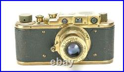 Vintage Russian Copy Of WWII Leica Panzerkampf With Lens. Old Gold Color. Works